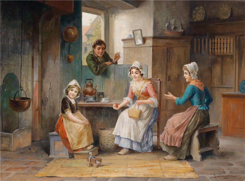 Children's games, vintage artwork by Franz von Persoglia, 12x8" (A4) Poster