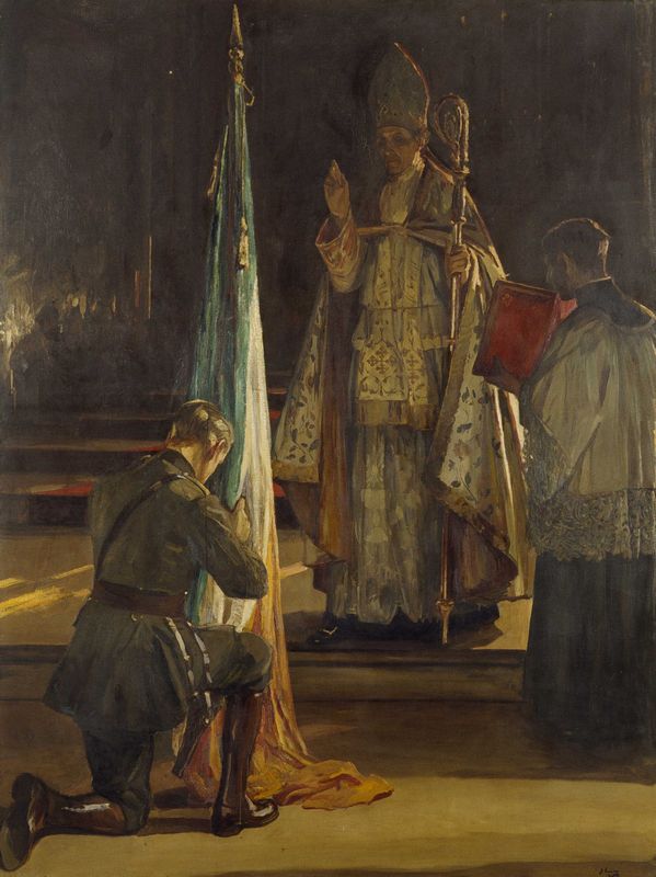 The Blessing of the Colours, vintage artwork by Sir John Lavery, R.A., 12x8" (A4) Poster
