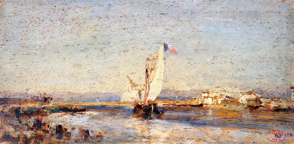Martigues, tartane sur le canal de Caronte, vintage artwork by Felix-Francois-Georges-Philbert Ziem, 12x8" (A4) Poster