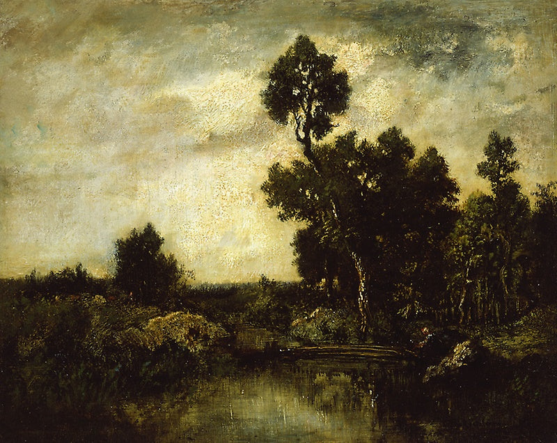 Landscape with Figures-Ceret, vintage artwork by Theodore Rousseau, A3 (16x12") Poster Print