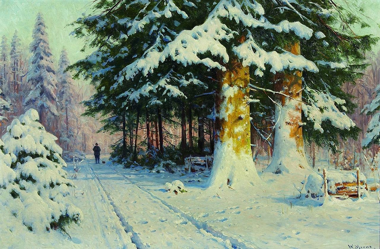 Hunter in the Winter Forest by Walter Moras,A3(16x12")Poster