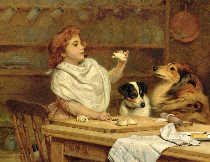 The Little Baker With Her Two Assistants, vintage artwork by Charles Burton Barber, 12x8" (A4) Poster