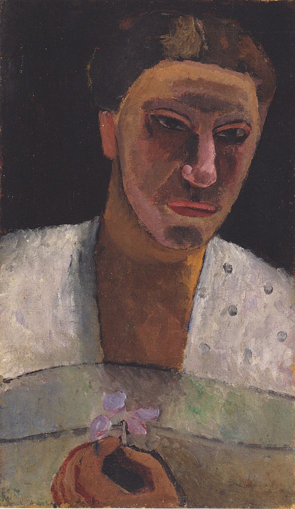 Lee Hoetger with flower, vintage artwork by Paula Modersohn-Becker, 12x8" (A4) Poster