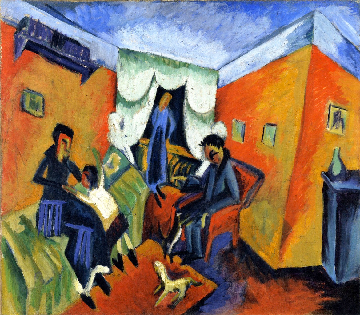 Dr. Bl. in Red Chair, vintage artwork by Ernst Ludwig Kirchner, 12x8" (A4) Poster