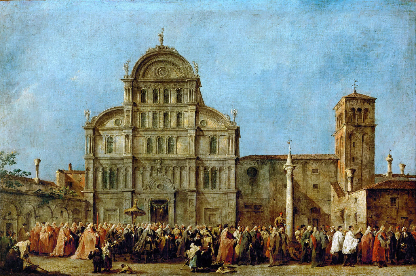 Easter Procession of the Doge at the Church of San Zaccaria, Venice, vintage artwork by Francesco Guardi, 12x8" (A4) Poster
