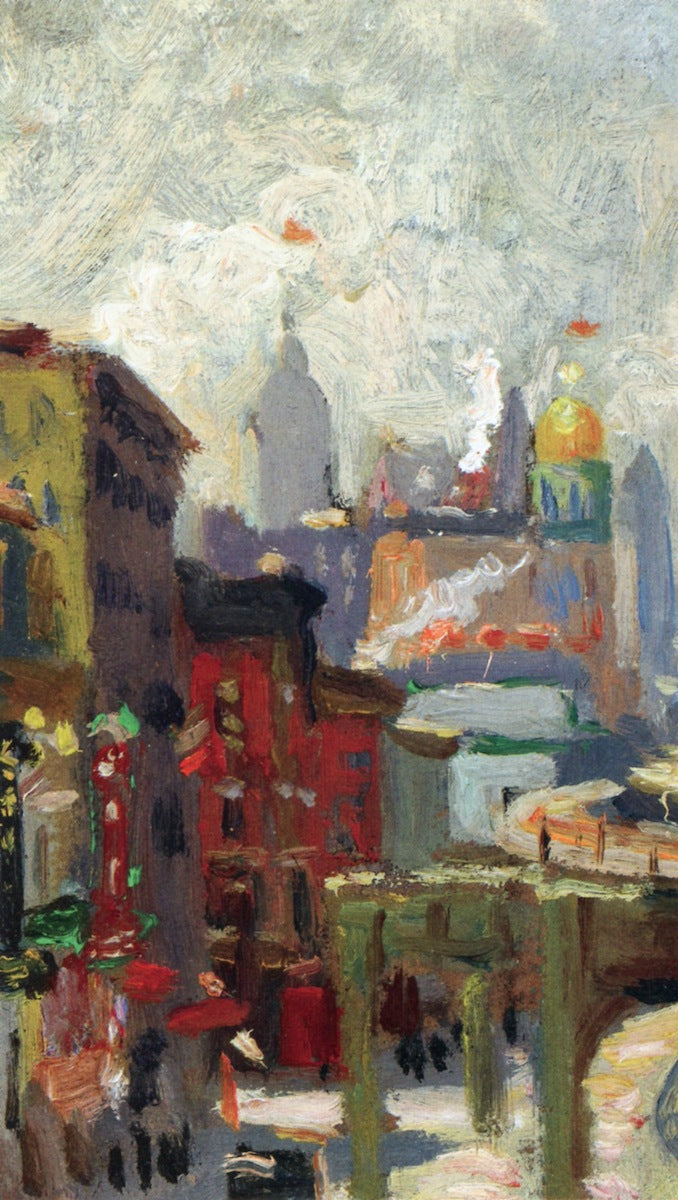 New York City, Chatham Square (sketch), vintage artwork by Colin Campbell Cooper, 12x8" (A4) Poster
