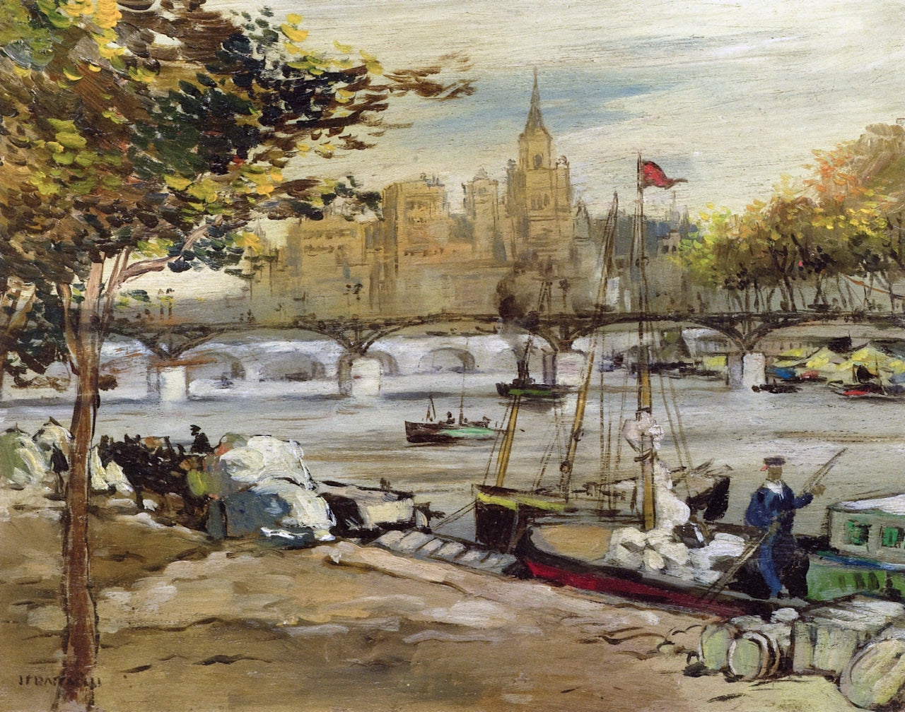 t des Arts from the Quays, Paris by Jean-Franaois Raffaëlli,A3(16x12")Poster