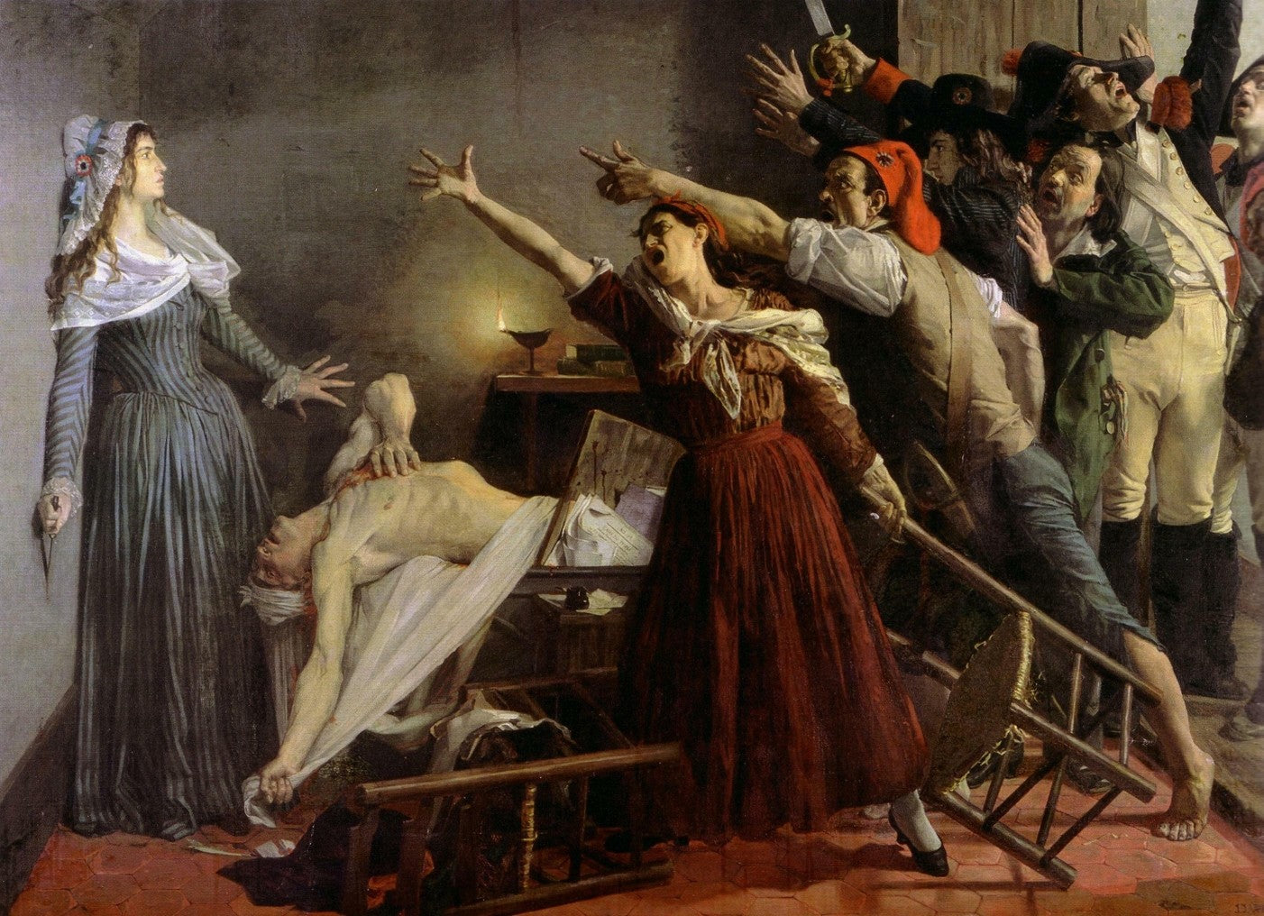 The Murder of Marat, vintage artwork by Jean-Joseph Weerts, 12x8" (A4) Poster