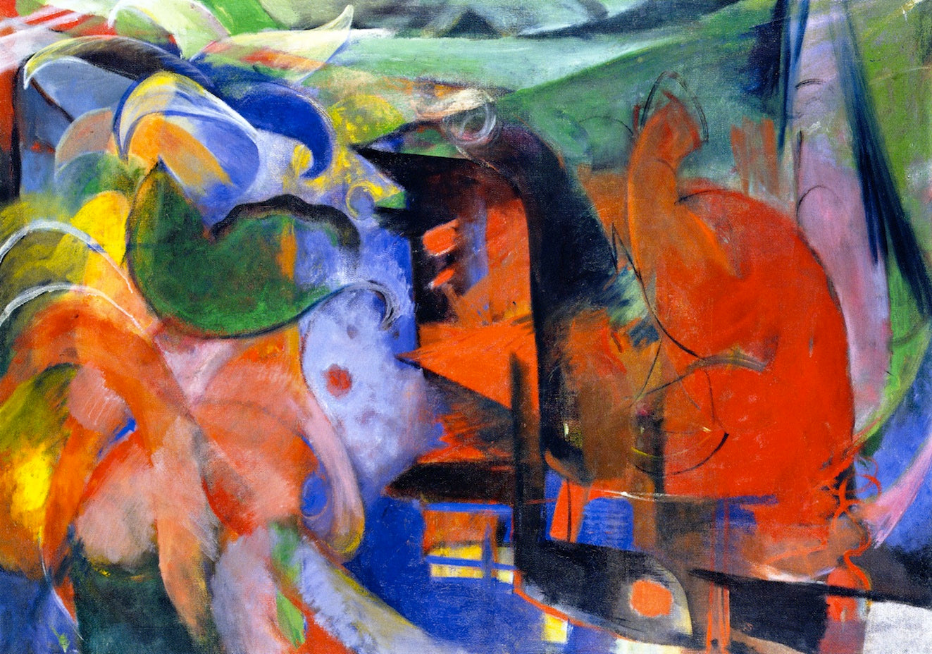 Abstract Forms II, vintage artwork by Franz Marc, 12x8" (A4) Poster