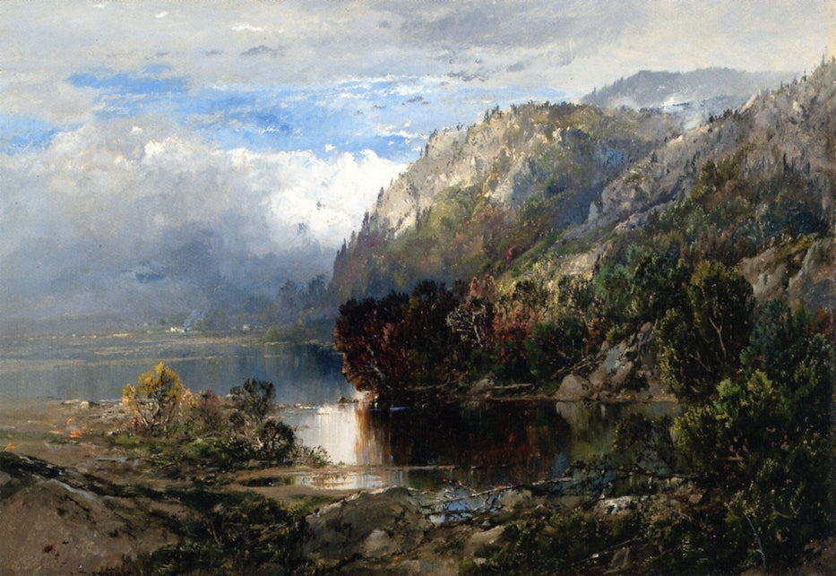 Mountain Landscape with Lake, vintage artwork by William Louis Sonntag, Sr, 12x8" (A4) Poster