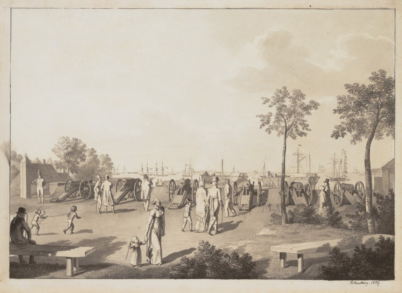 The Harbour of Copenhagen from the Esplanade of Langelinie and Toldboden, vintage artwork by Christoffer Wilhelm Eckersberg, 12x8" (A4) Poster