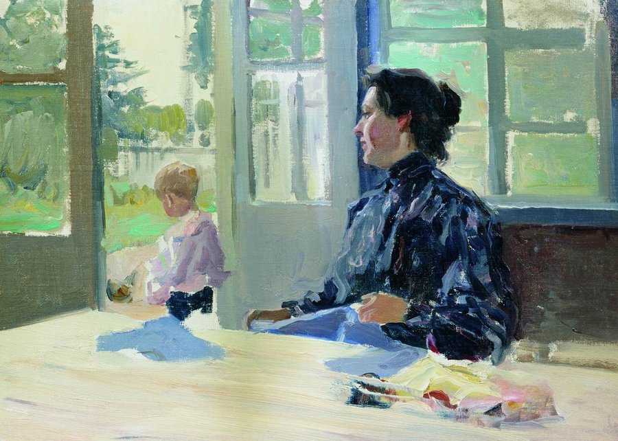 On the Terrace, vintage artwork by Alexei Stepanov, 12x8" (A4) Poster