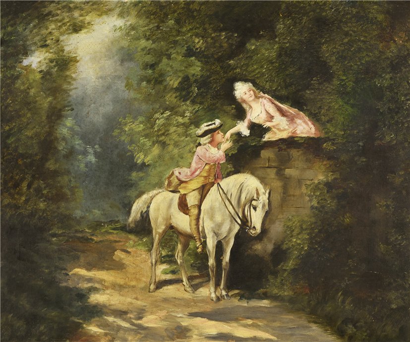 Le baise-main dans le parc, vintage artwork by Theodore Levigne, 12x8" (A4) Poster