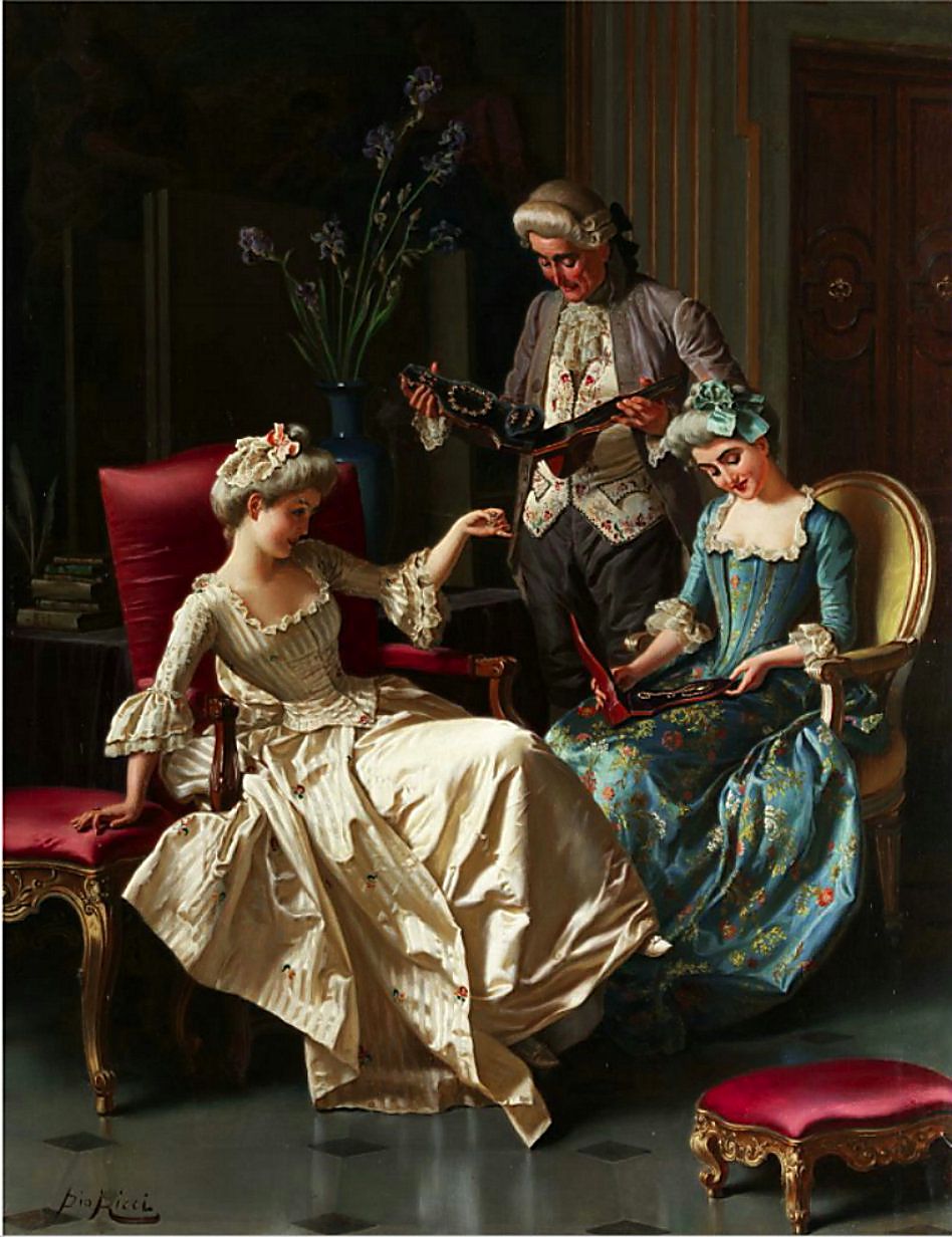 Admiring the Gift, vintage artwork by Pio Ricci, 12x8" (A4) Poster