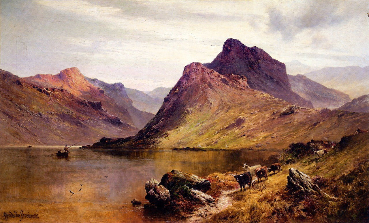 Stronachlacher, the Birthplace of Rob Roy, vintage artwork by Alfred de Breanski, Sr., 12x8" (A4) Poster