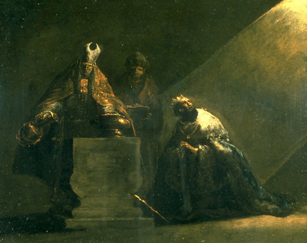 Solomon Praying in the Temple, vintage artwork by Leonaert Bramer, 12x8" (A4) Poster