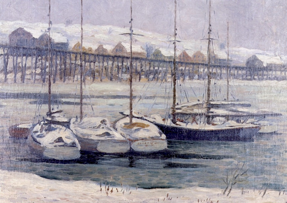 Boats in Ice - PM Washington, vintage artwork by Middleton Manigault, 12x8" (A4) Poster