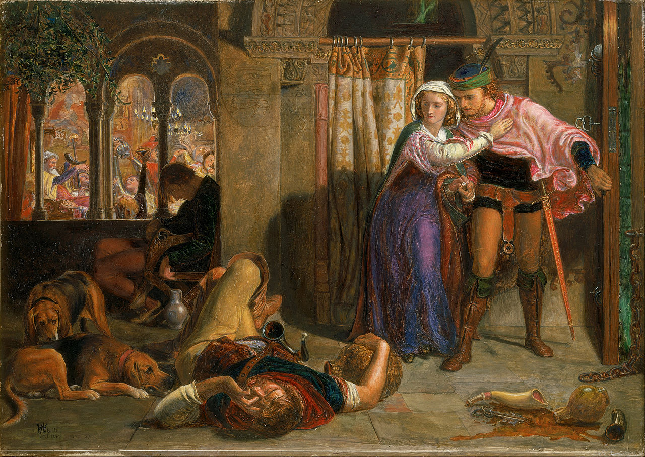 The Eve of Saint Agnes, vintage artwork by William Holman Hunt, 12x8" (A4) Poster