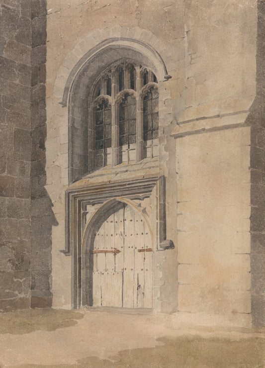 Doorway and Window of a Church, vintage artwork by Attributed to John Sell Cotman, 12x8" (A4) Poster
