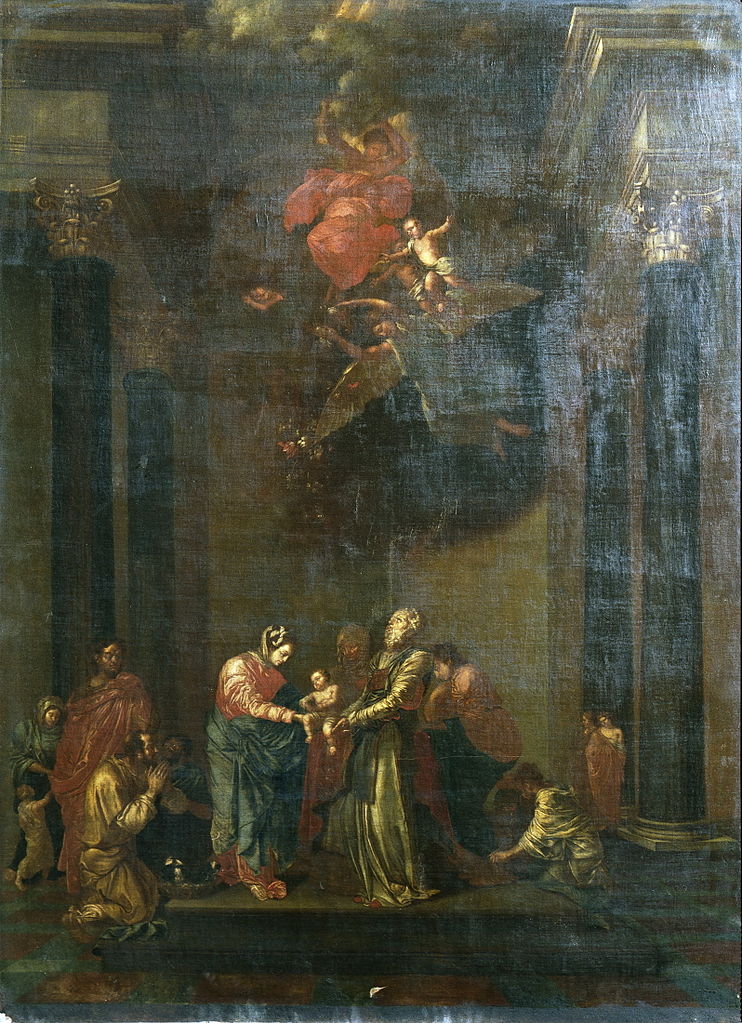 Presentation of Jesus at the Temple, vintage artwork by Bertholet Flemalle, 12x8" (A4) Poster