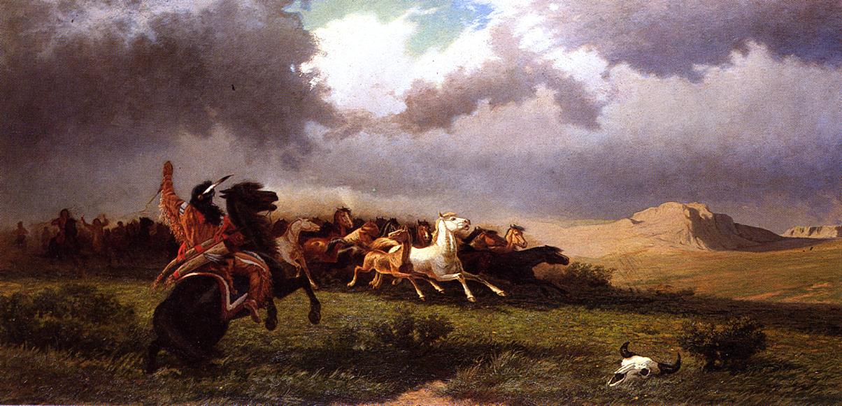 Rounding up Horses, vintage artwork by William de la Montagne Cary, 12x8" (A4) Poster