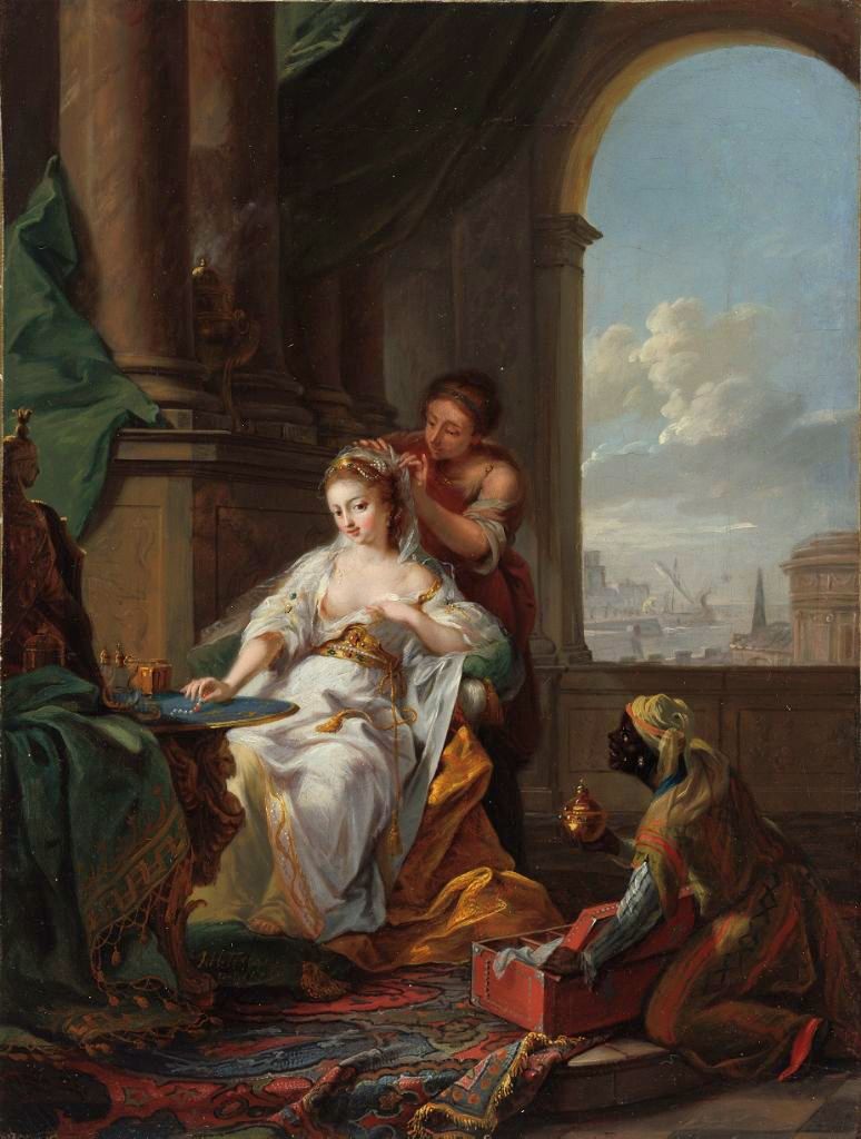 Cleopatra at her Toilet, vintage artwork by Johann Heinrich Tischbein the Elder, 12x8" (A4) Poster