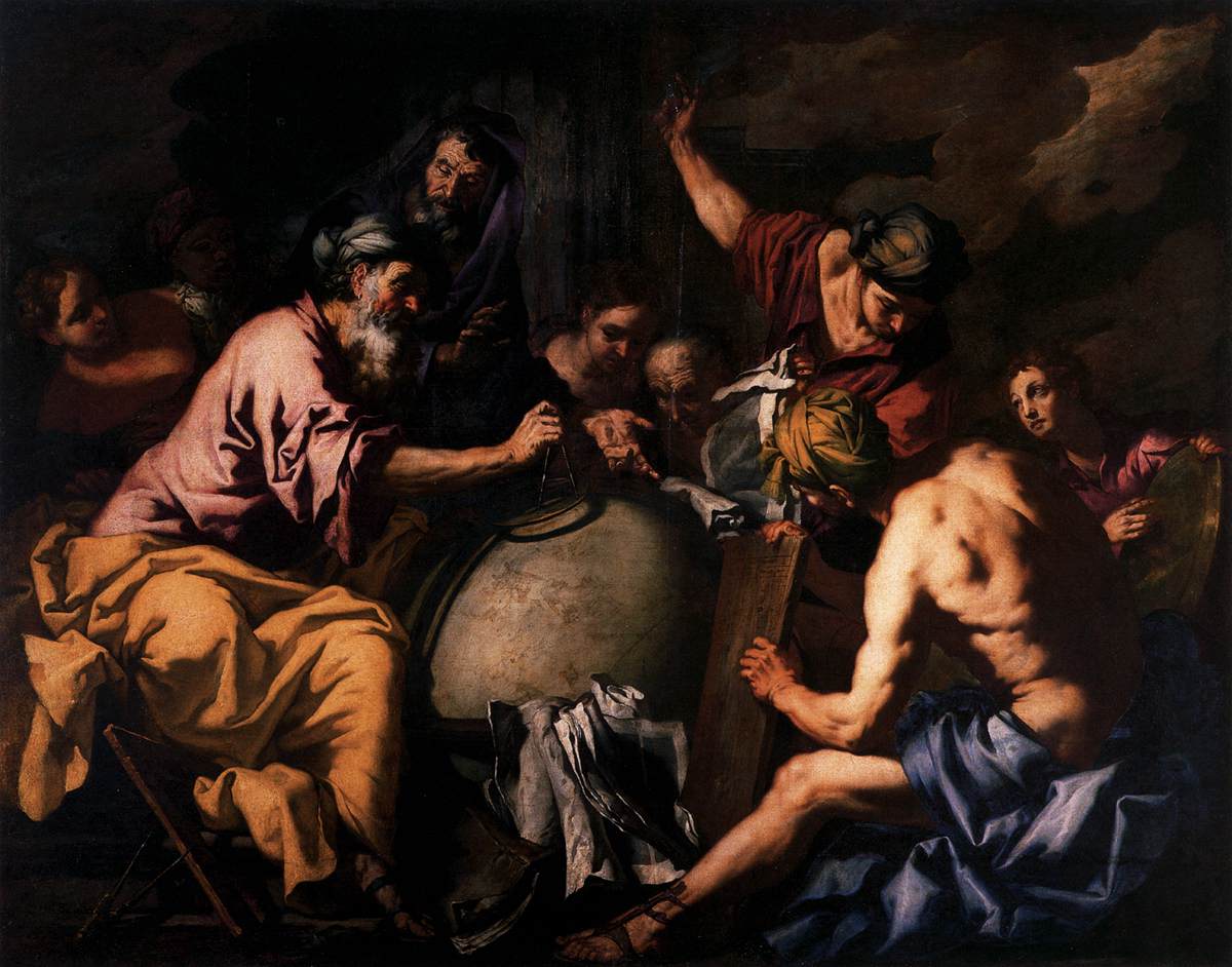 Abraham Teaching Astrology to the Egyptians, vintage artwork by Antonio Zanchi, 12x8" (A4) Poster