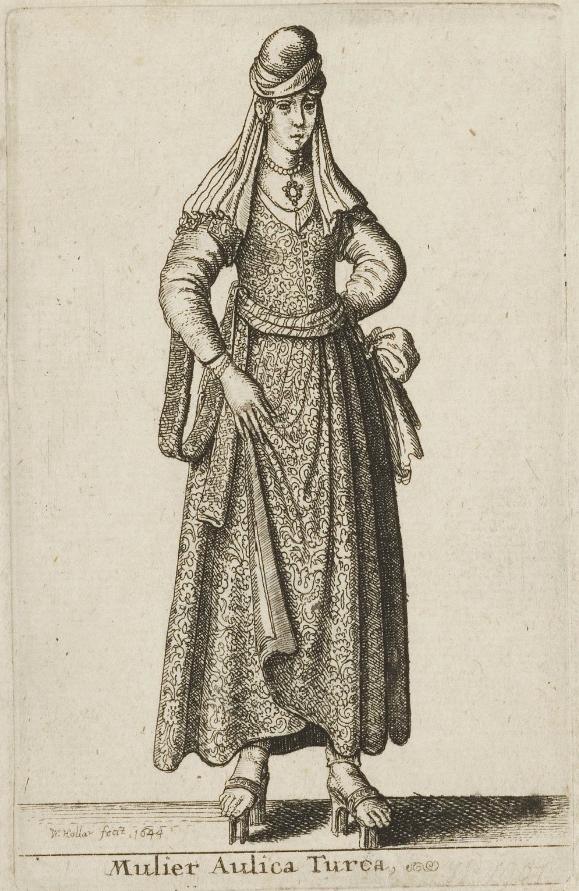 A Woman at the Turkish Court (Mulier Aulica Turca), vintage artwork by Václav Hollar, 12x8" (A4) Poster