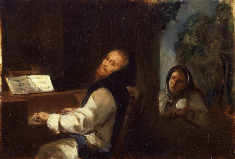 Charles-Quint au monastère de Yuste, vintage artwork by Eugène Delacroix, A3 (16x12") Poster Print