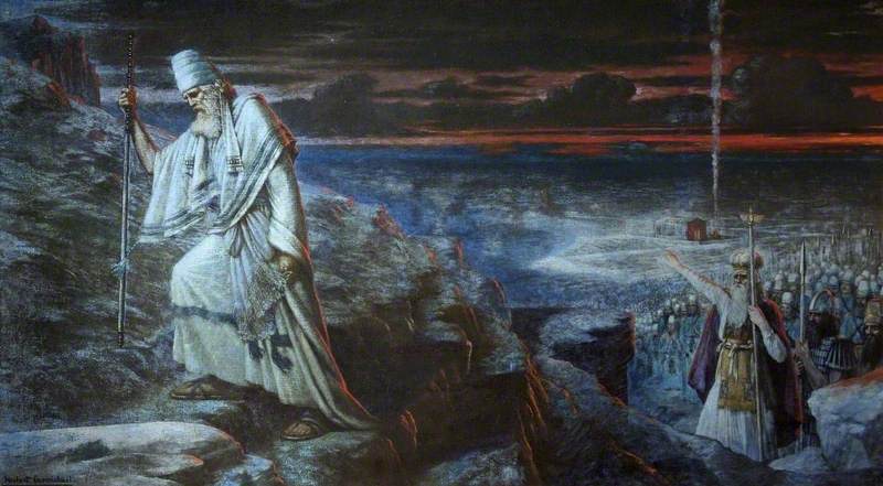 Moses Going up Mount Nebo, vintage artwork by Herbert Gustave Schmalz, 12x8" (A4) Poster