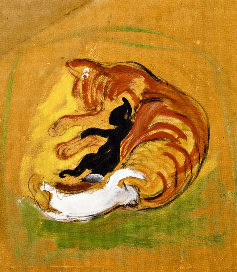Cat with Kittens, vintage artwork by Franz Marc, 12x8" (A4) Poster