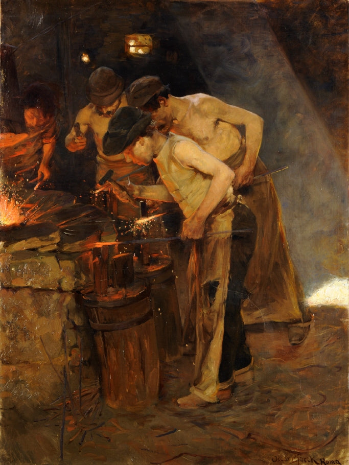 Roman Blacksmiths, vintage artwork by Oscar Gustaf Bjorck, 12x8" (A4) Poster