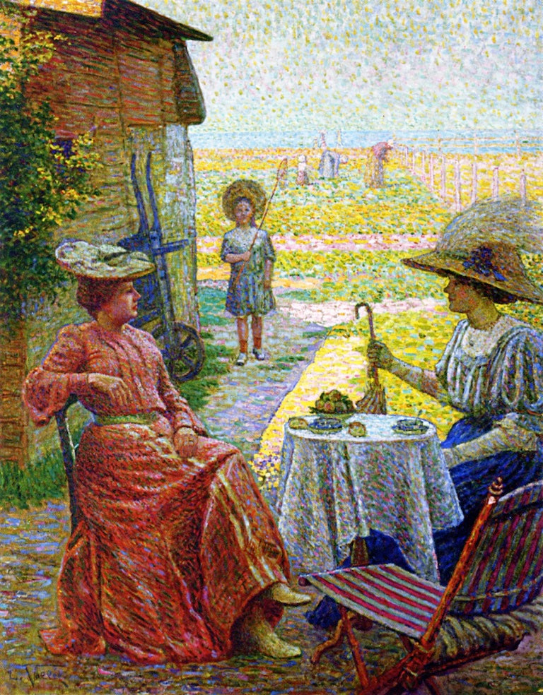 A Chat, vintage artwork by Ludovic Vallee, 12x8" (A4) Poster