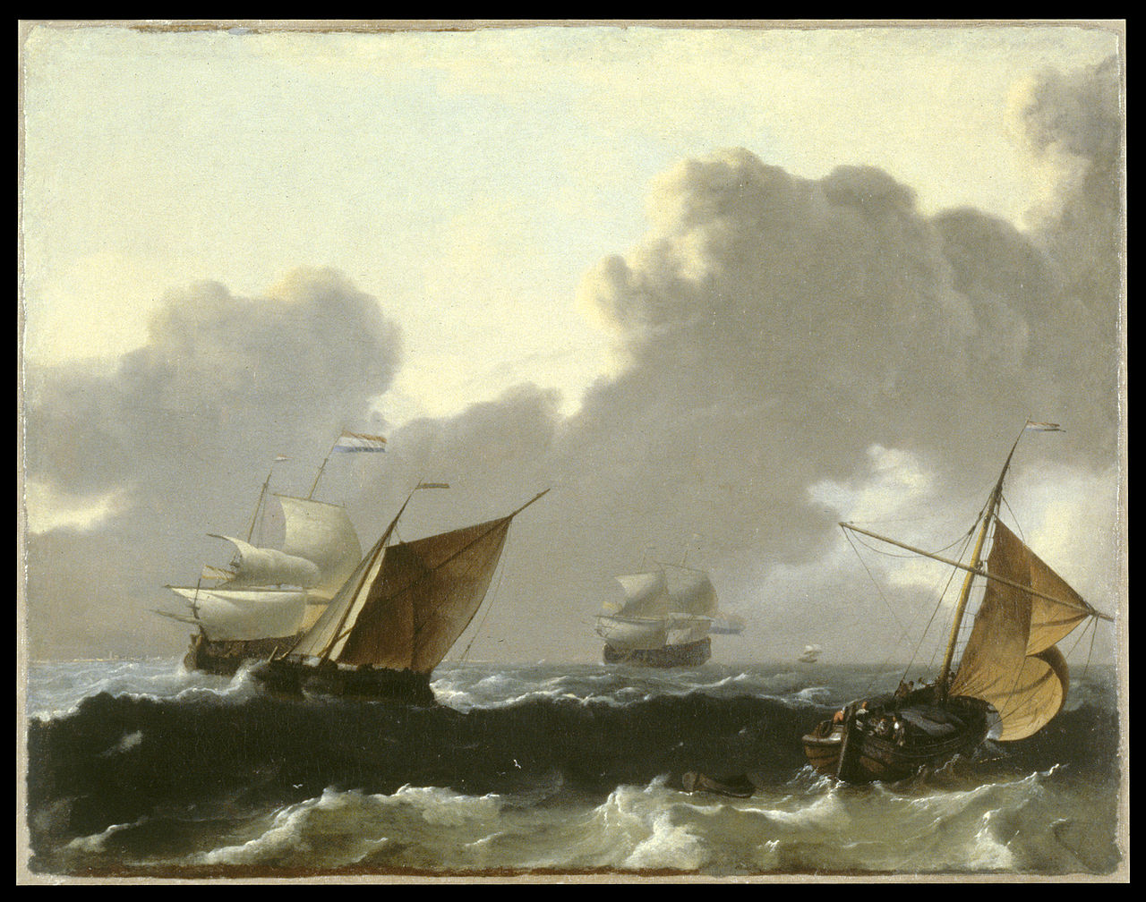 Storm At Sea, vintage artwork by Ludolf Backhuysen, 12x8" (A4) Poster