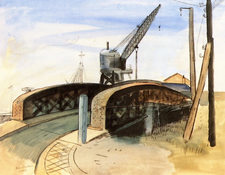 Pivot Bridge in Ostend Harbor, vintage artwork by Felix Nussbaum, 12x8" (A4) Poster