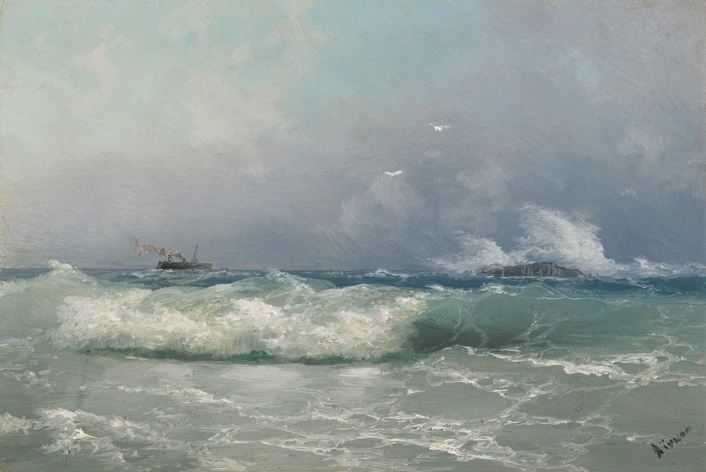 Biarritz, vintage artwork by Ivan Constantinovich Aivazovsky, A3 (16x12") Poster Print