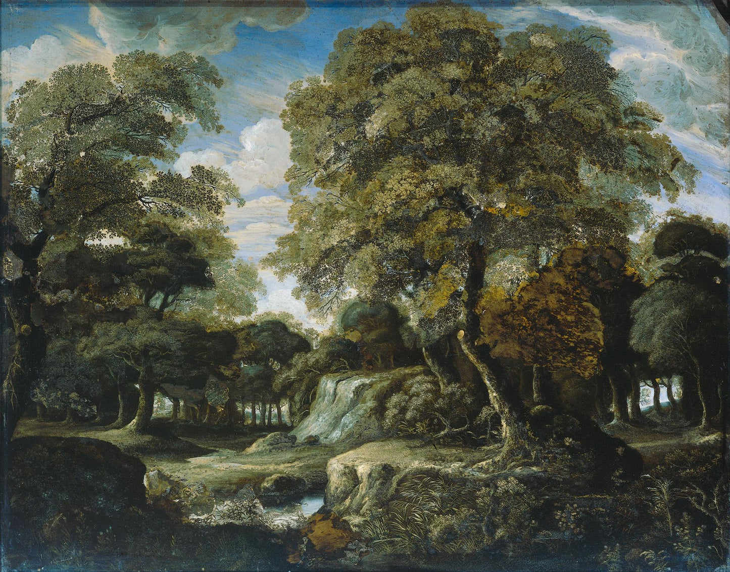 View in the woods, vintage artwork by Jan van der Heyden, 12x8" (A4) Poster