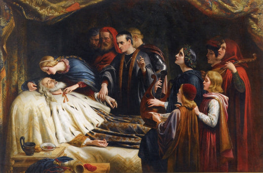 The Awakening of King Lear by  the Kiss of Cordelia, vintage artwork by Charles West Cope, A3 (16x12") Poster Print