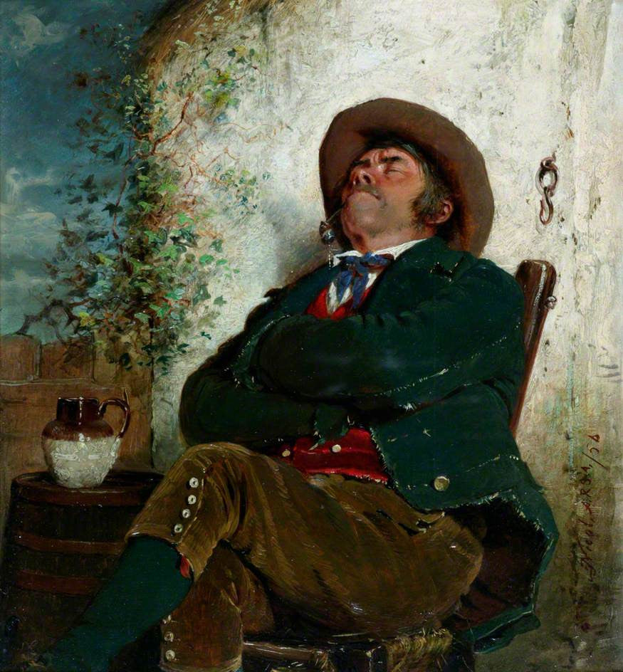 Perfect Content, vintage artwork by Erskine Nicol, 12x8" (A4) Poster