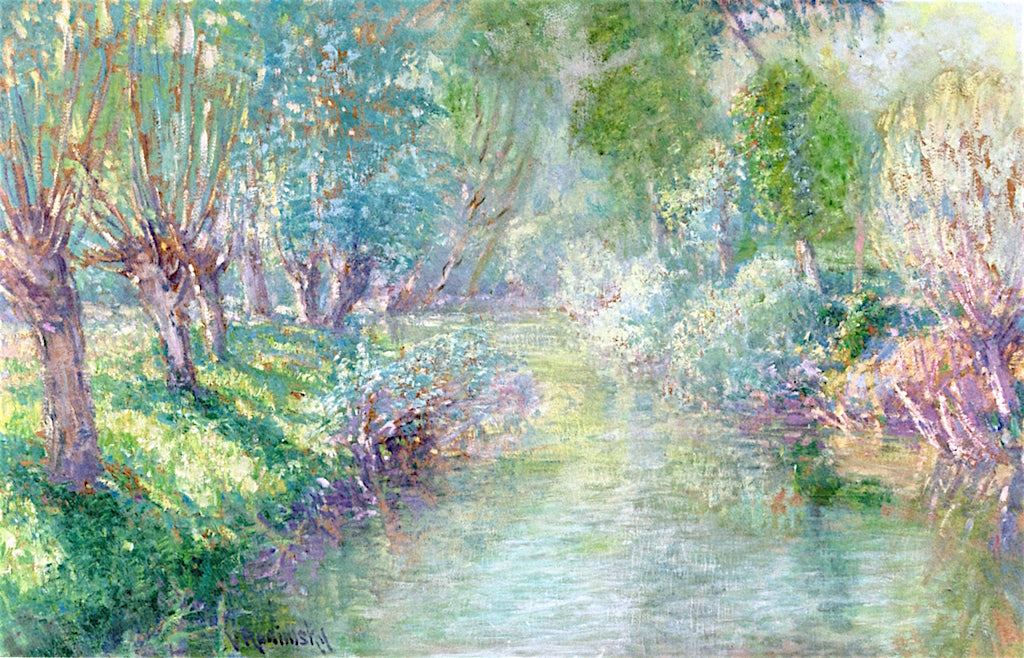 Sunlight on a Riverbank, vintage artwork by Václav Radimský, 12x8" (A4) Poster