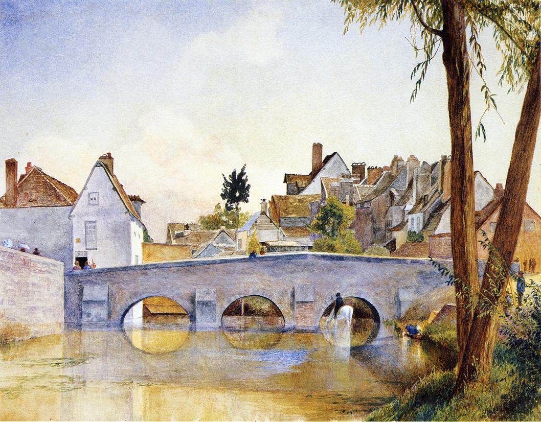 Pont de Minimes, Chartres, vintage artwork by Henry Roderick Newman, 12x8" (A4) Poster