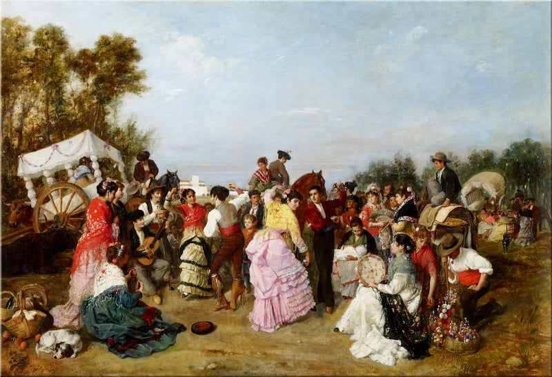 At the Torrijos Pilgrimage, vintage artwork by Manuel Cabral Aguado Bejarano, 12x8" (A4) Poster