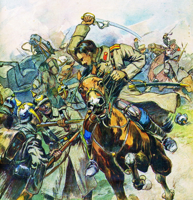 The Attack of Cavalry, vintage artwork by Nikolai Samokish, 12x8" (A4) Poster