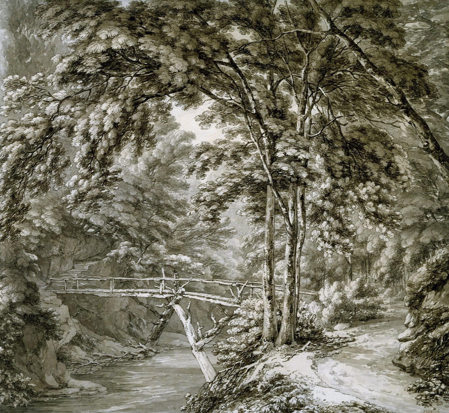 The River Teme at Downton, Herefordshire, vintage artwork by Thomas Hearne, 12x8" (A4) Poster