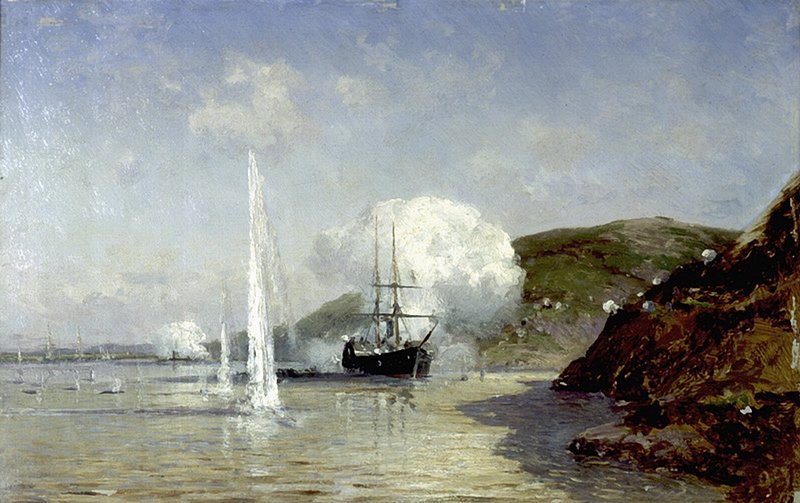 Battle on the Danube, vintage artwork by Alexei Bogoliubov, 12x8" (A4) Poster