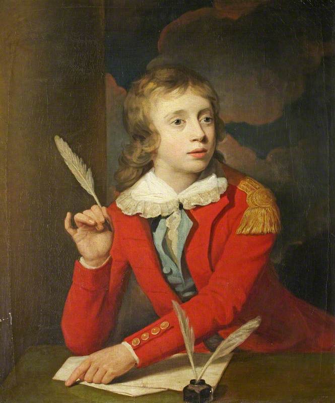 Henry Hoare, Son of Sir Richard Colt Hoare, as a Boy, Writing a Letter, vintage artwork by Samuel Woodforde, 12x8" (A4) Poster