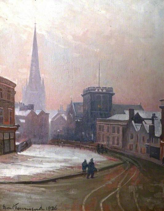Queen Street, Derby, during Widening by Ernest Townsend,16x12(A3) Poster