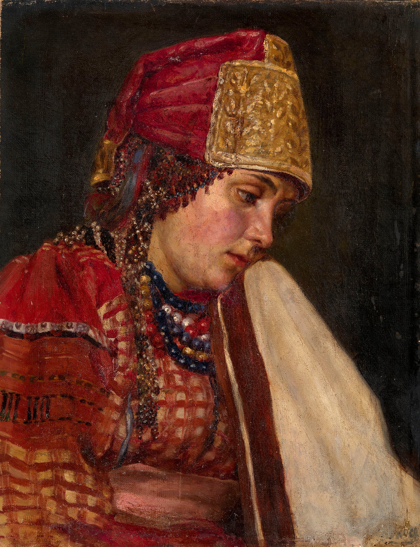Portrait of a Boyarynya, vintage artwork by Vasili Ivanovich Surikov, 12x8" (A4) Poster
