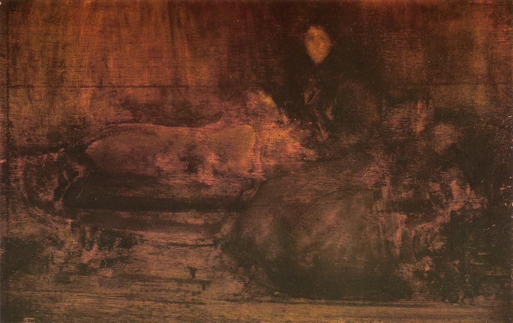 Brown and Gold: Portrait of Lady Eden, vintage artwork by James Abbott McNeill Whistler, 12x8" (A4) Poster