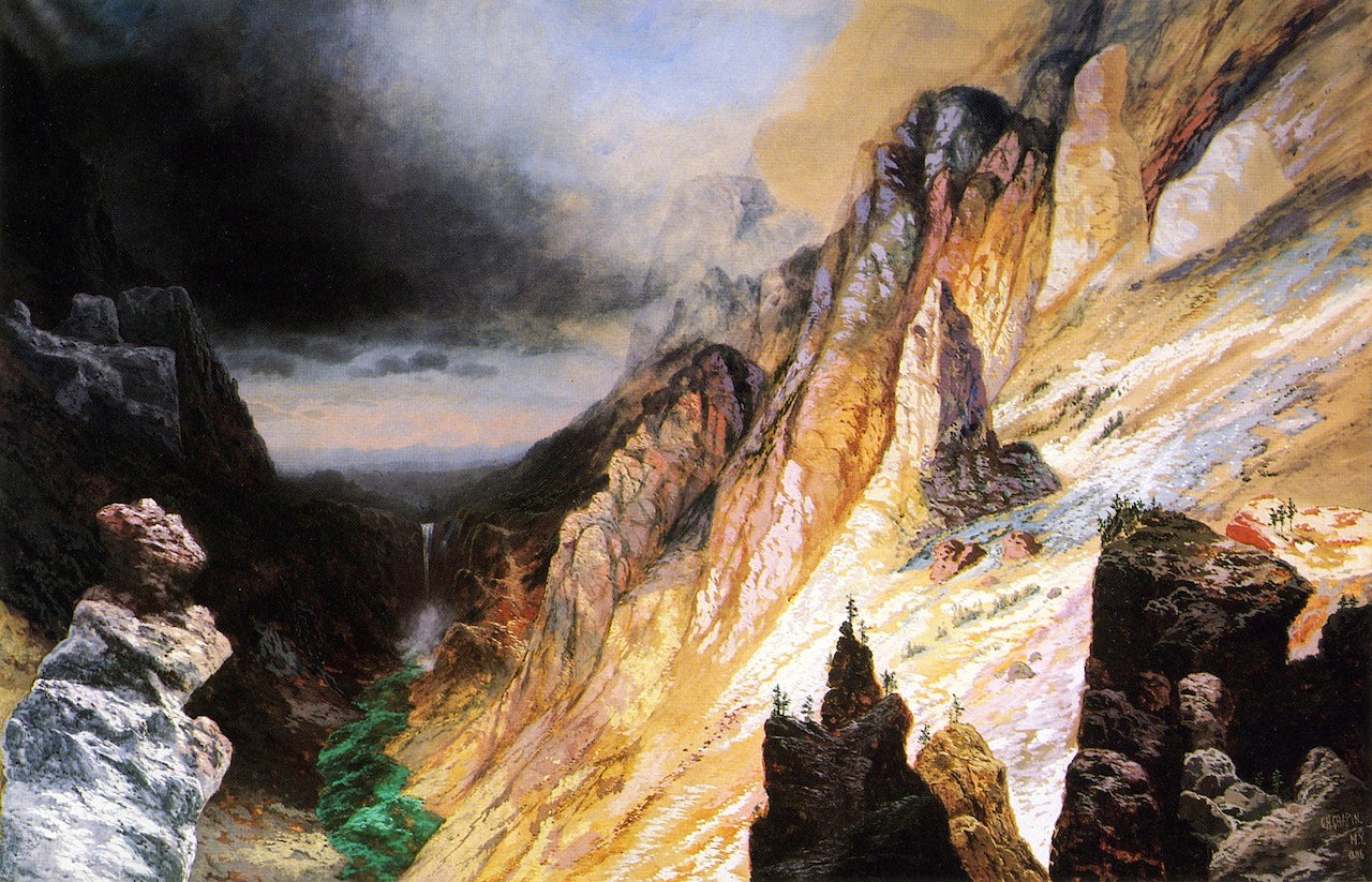 Lower Falls, Grand Canyon of the Yellowstone River, vintage artwork by Charles H. Chapin, 12x8" (A4) Poster